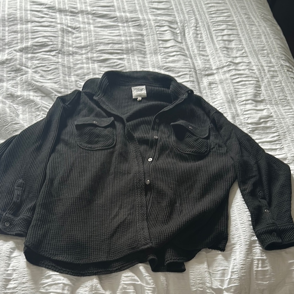 Aerie Black Button-Up Sweater